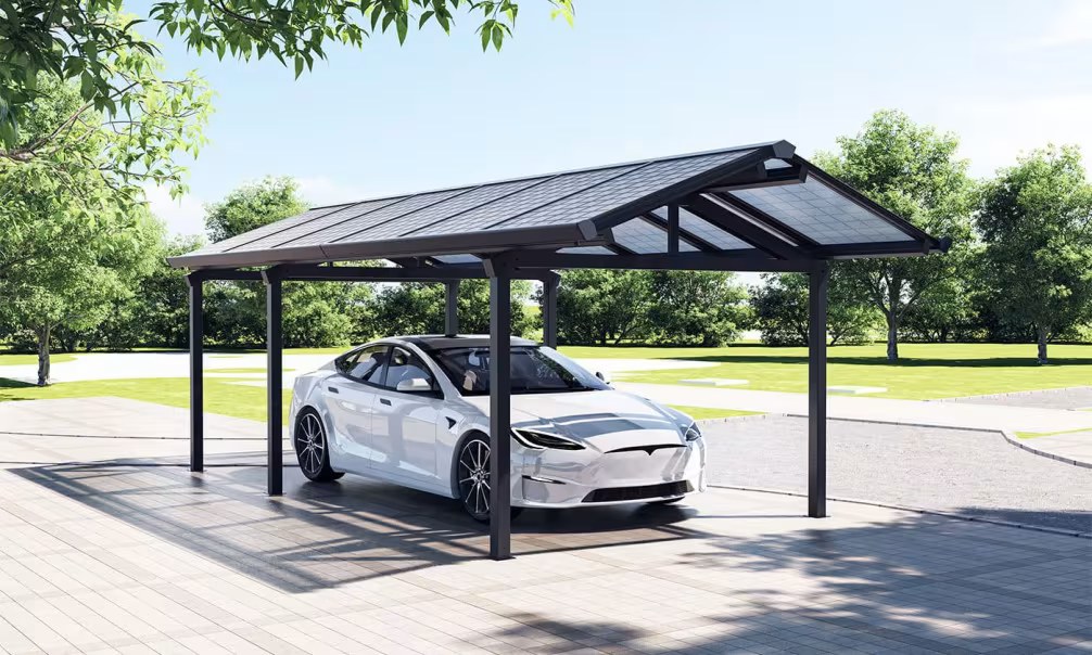 Freistehender Aluminium-Carport Sunki für 12 Solarmodule – 24.21m2