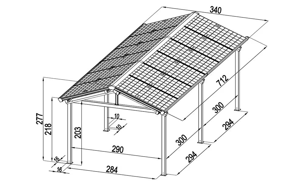 Freistehender Aluminium-Carport Sunki für 12 Solarmodule – 24.21m2 – Bild 2