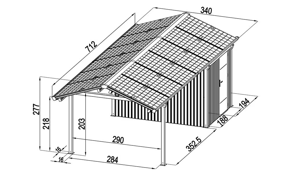 Metall-Abstellraum für Carport Sunki 310x206x277 – 6.39m2 – Bild 2