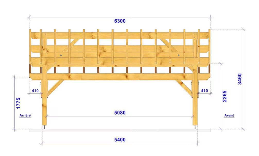 Holz-Doppelcarport Rimat Satteldach 6.30×5.90m Douglasie – Bild 4