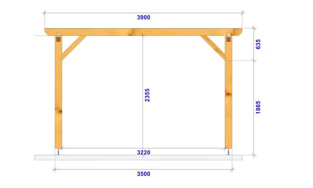 Freistehende Pergola Celosia, Flachdach – 3.90×3.90m – Fichte – Bild 4