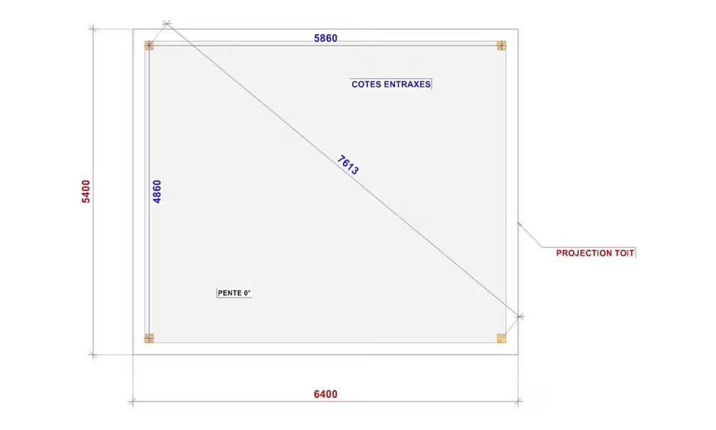 Freistehende Pergola Armelia, Flachdach – 6.40×5.40m – Fichte – Bild 2