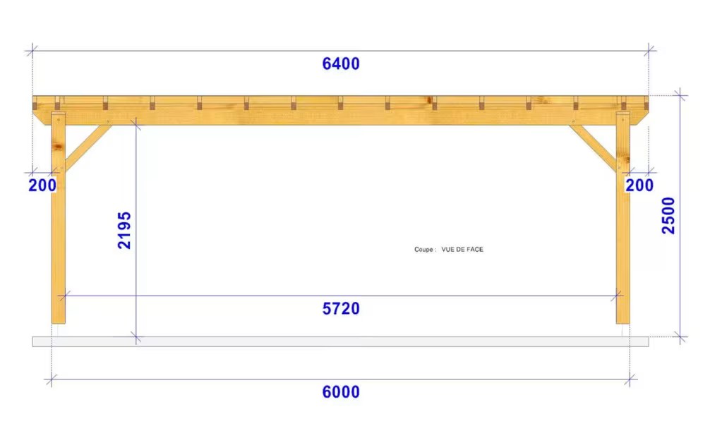 Freistehende Pergola Armelia, Flachdach – 6.40×5.40m – Fichte – Bild 4