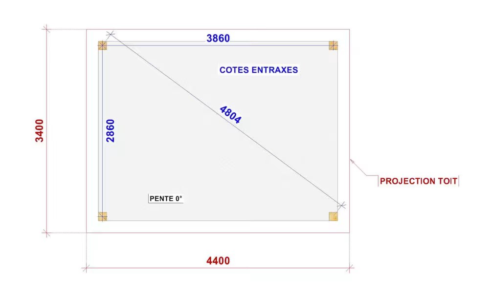 Freistehender Pavillon Physalis, Flachdach – 3.40×4.40m – Fichte – Bild 2