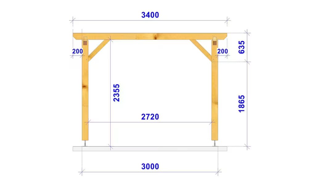 Freistehender Pavillon Physalis, Flachdach – 3.40×4.40m – Fichte – Bild 4
