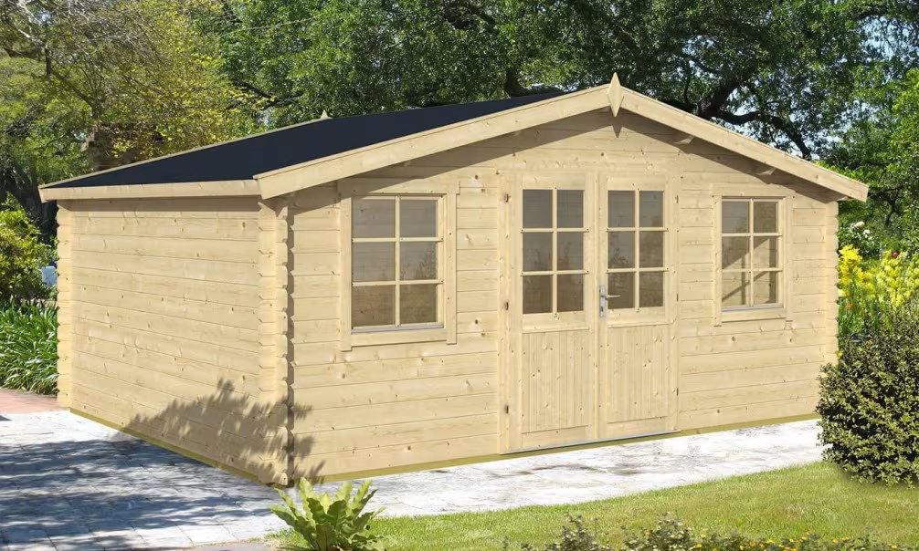 Gartenhaus Satteldach CAHORS 28 mm – 17,48m² Innenraum