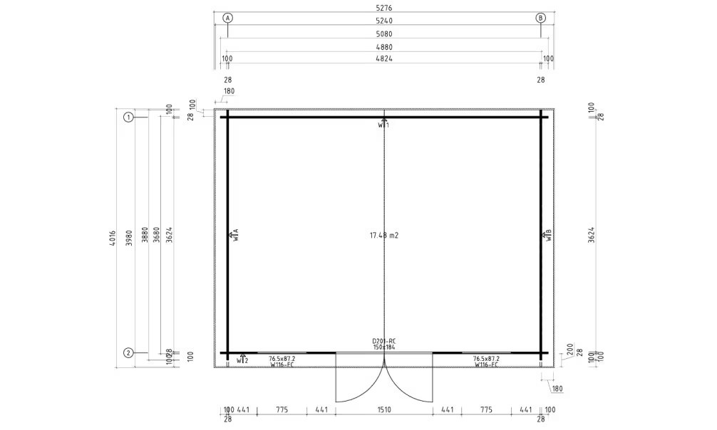 Gartenhaus Satteldach CAHORS 28 mm – 17,48m² Innenraum – Bild 2