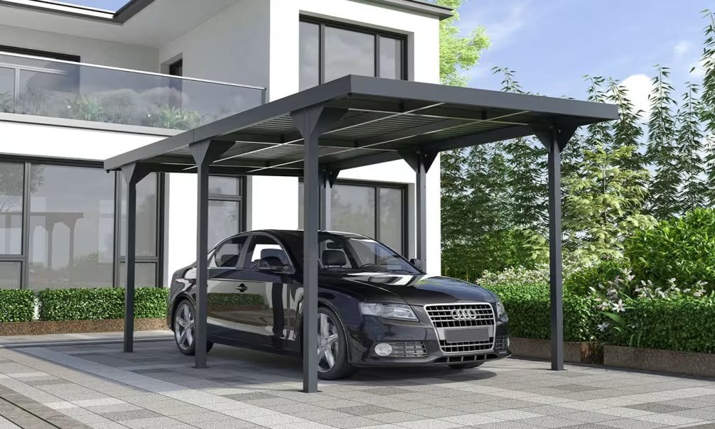 Carport Flachdach verzinkter Stahl anthrazit George 546x284cm – 15.50m2
