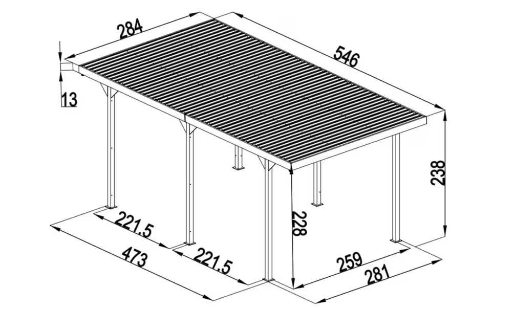 Carport Flachdach verzinkter Stahl anthrazit George 546x284cm – 15.50m2 – Bild 2