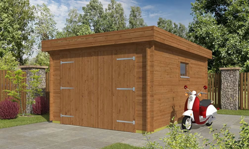 Garage NANTERRE 34mm kesseldruckimprägniert braun – 15,29m² Innenraum