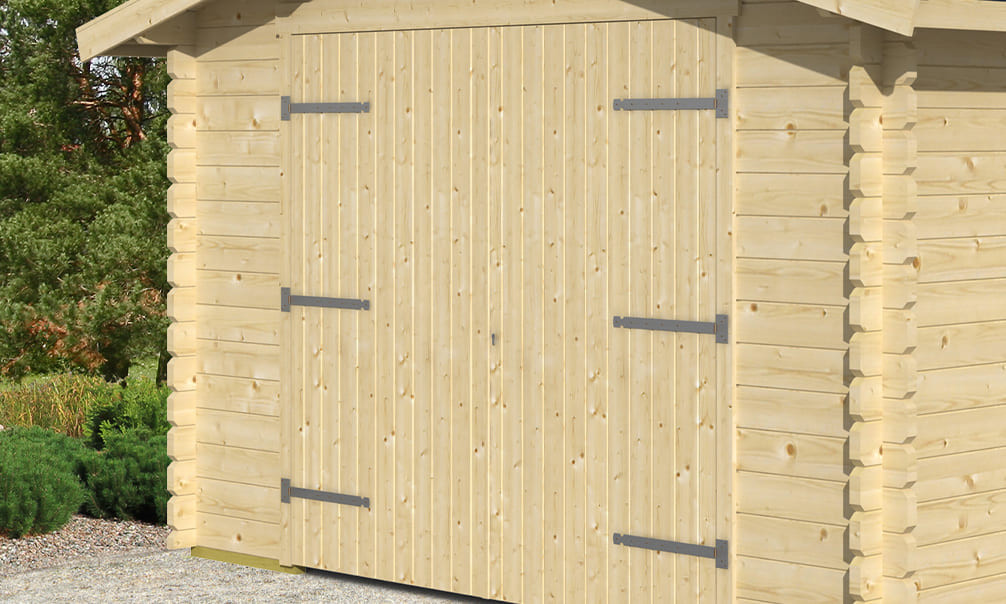 Holz-Doppeltür für Rohholz-Garage ohne Tür