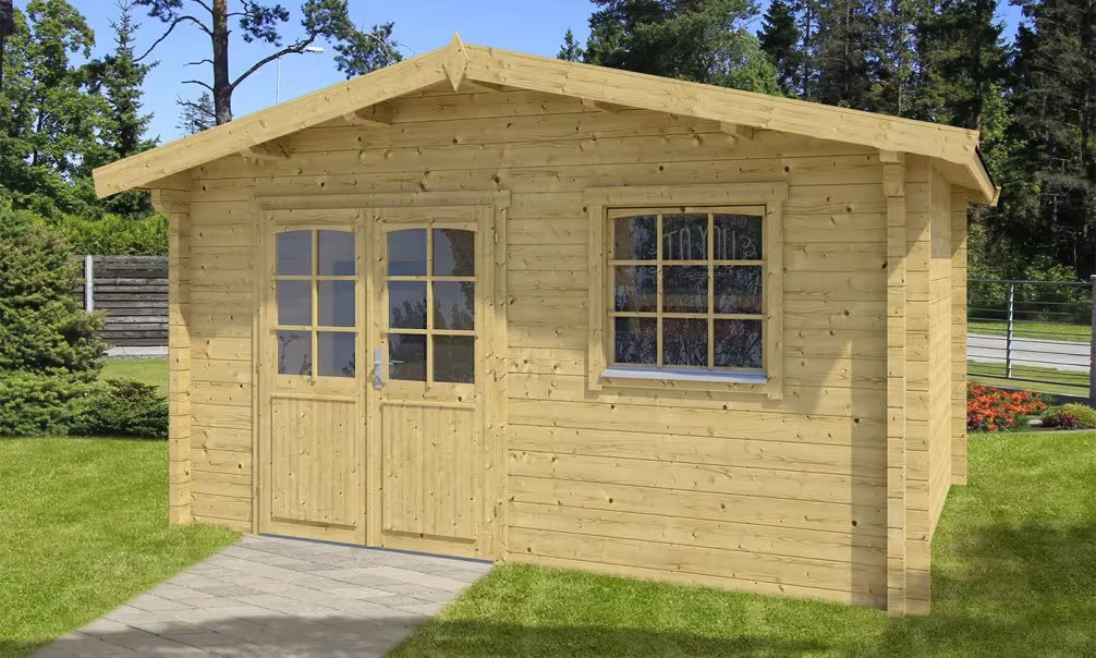 Holzgartenhaus Satteldach Anglet Bohlen 70mm - 12,7m² Innenraum