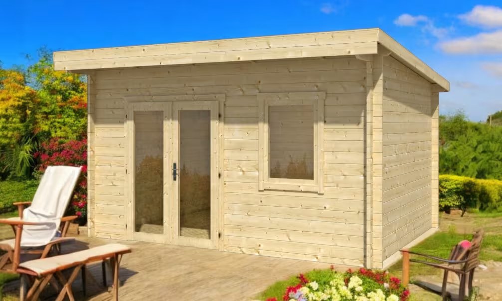 Gartenhaus NÎMES 44mm ohne Fußboden – 12m² Innenraum