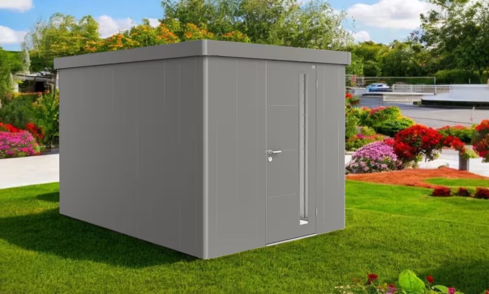 Metall-Gartenhaus Neo 4B Biohort – 236x348x222cm – 1 Tür – Bild 3