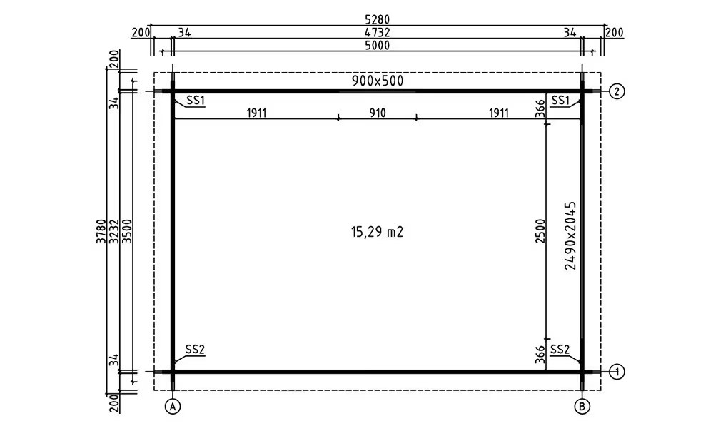 Garage Flachdach NANTERRE 34mm – 15,3m² Innenraum – Bild 2