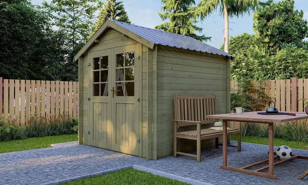 Gartenhaus kesseldruckimprägniert Valloire 28mm – Stahlblechdach – 4.26m2