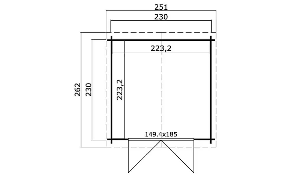 Gartenhaus RHIN 34mm – 5m² Innenraum 230×230 cm 34mm – Bild 3