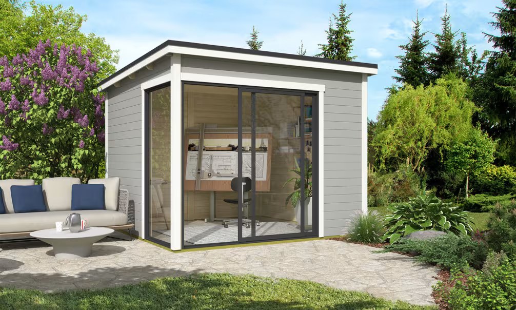 Poolhaus Flachdach Baleira 1 – Hellgrau – 8.23m2 Innenraum