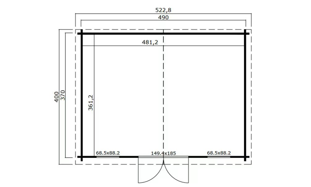 Gartenhaus kesseldruckimprägniert CAHORS LM 44 mm – 17,38m² Innenraum 490×370 cm – Bild 2