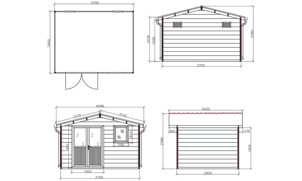 Verbundwerkstoff-Gartenhaus Matala, Satteldach, 3.7×2.9m, 10,73m² – Bild 3