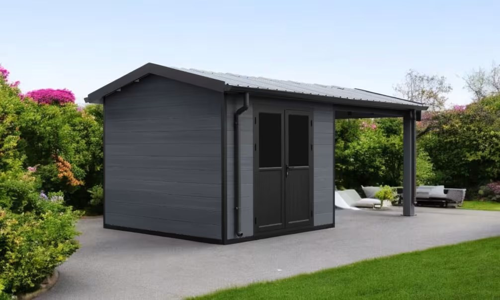 Verbundwerkstoff-Gartenhaus Milina, Satteldach, 6x3m, Anthrazit, 18m² – Bild 2