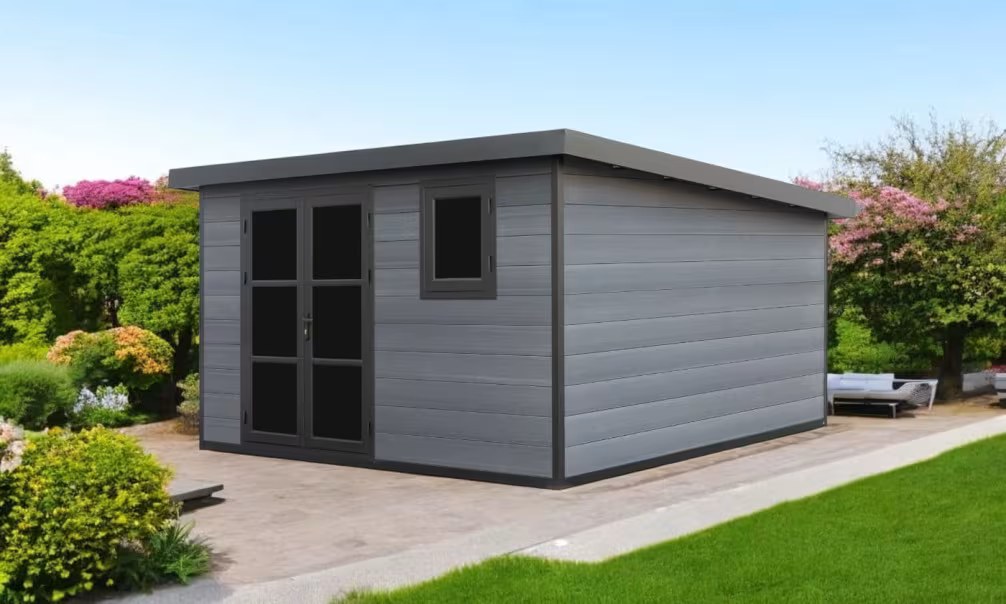 Verbundwerkstoff-Gartenhaus Agia, Pultdach, 3.7×3.7m, 13,69m² – Bild 2