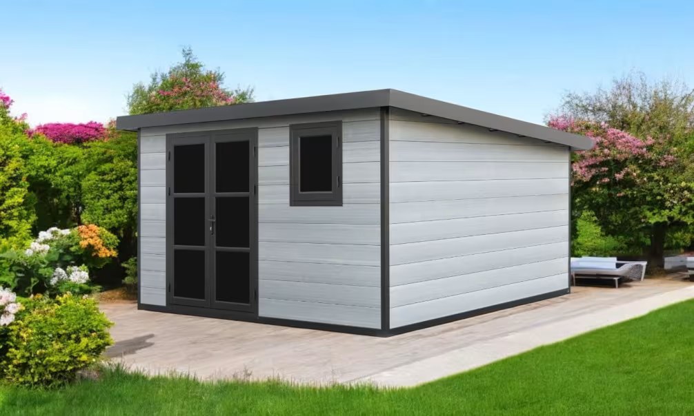 Verbundwerkstoff-Gartenhaus Agia, Pultdach, 3.7×3.7m, 13,69m² – Bild 3