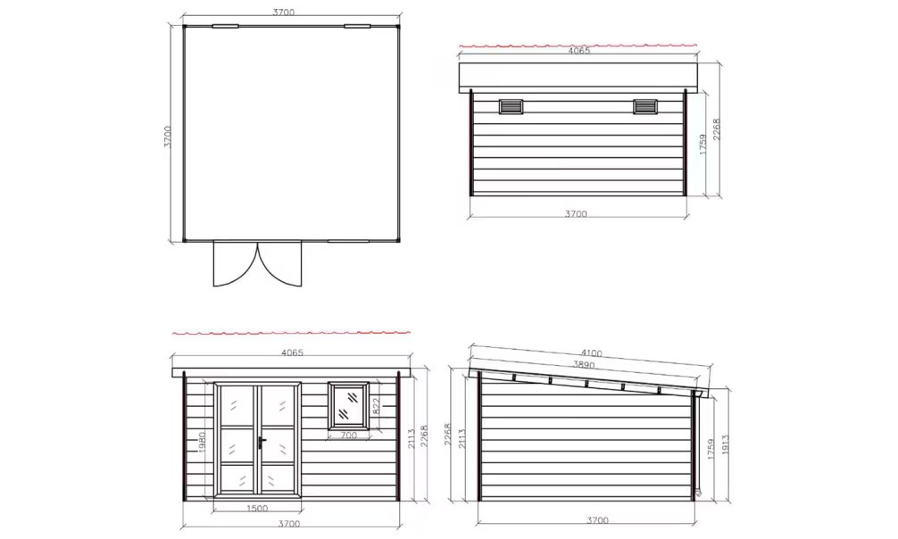 Verbundwerkstoff-Gartenhaus Agia, Pultdach, 3.7×3.7m, 13,69m² – Bild 4