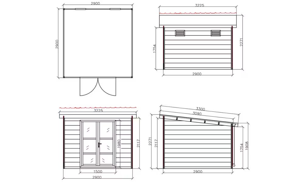 Verbundwerkstoff-Gartenhaus Zakros, Pultdach, 2.9×2.9m, 8,41m² – Bild 4