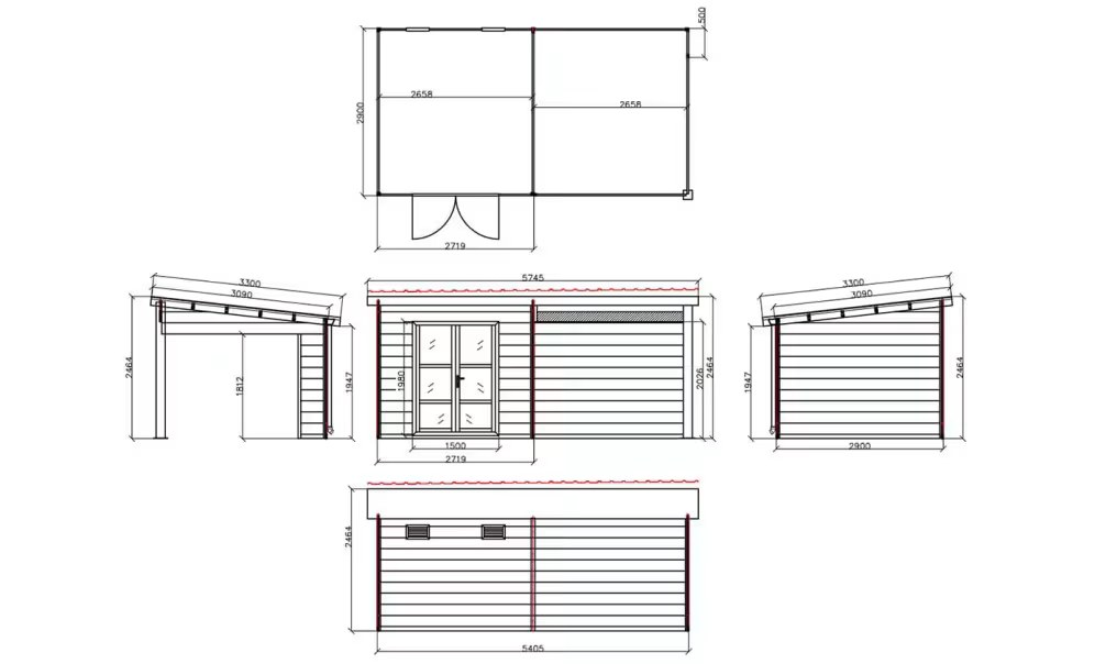 Verbundwerkstoff-Gartenhaus Domokos, Pultdach, 6x3m, Hellgrau, 18m² – Bild 2