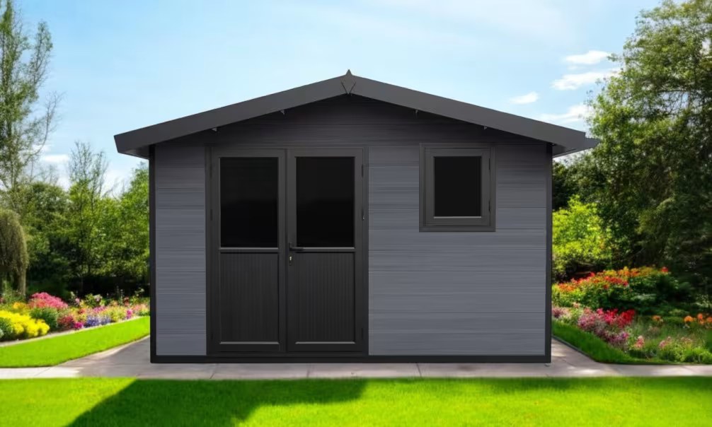 Verbundwerkstoff-Gartenhaus Volos, Satteldach, 3.7×3.7m, 13,68m² – Bild 3