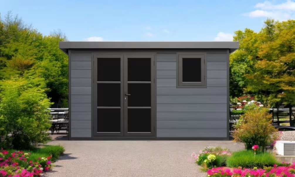 Verbundwerkstoff-Gartenhaus Agia, Pultdach, 3.7×3.7m, 13,69m² – Bild 5