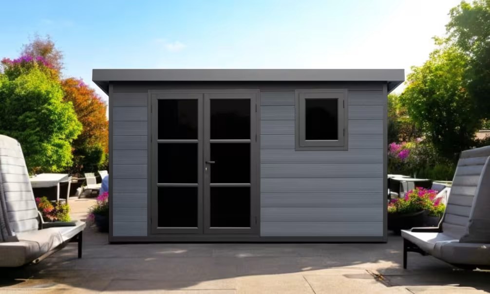 Verbundwerkstoff-Gartenhaus Fira, Pultdach, 3.7x3m, 11,10m² – Bild 3