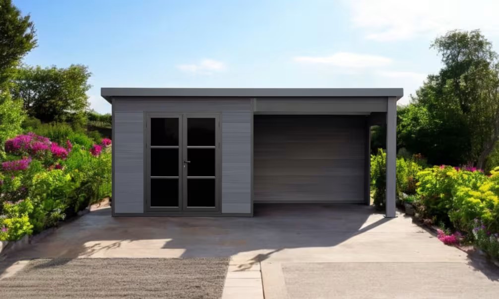 Verbundwerkstoff-Gartenhaus Domokos, Pultdach, 6x3m, Anthrazit, 18m² – Bild 3