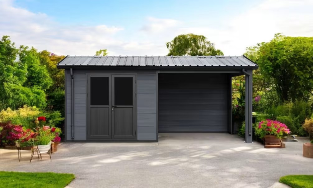 Verbundwerkstoff-Gartenhaus Milina, Satteldach, 6x3m, Anthrazit, 18m² – Bild 4