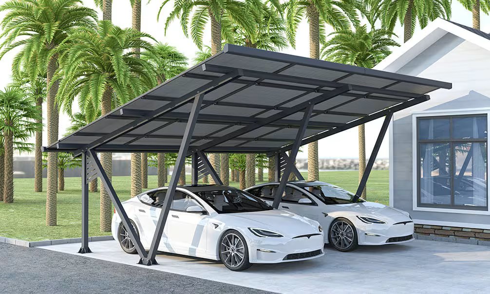 Freistehender Aluminium-Carport Sunlit für 20 Solarmodule