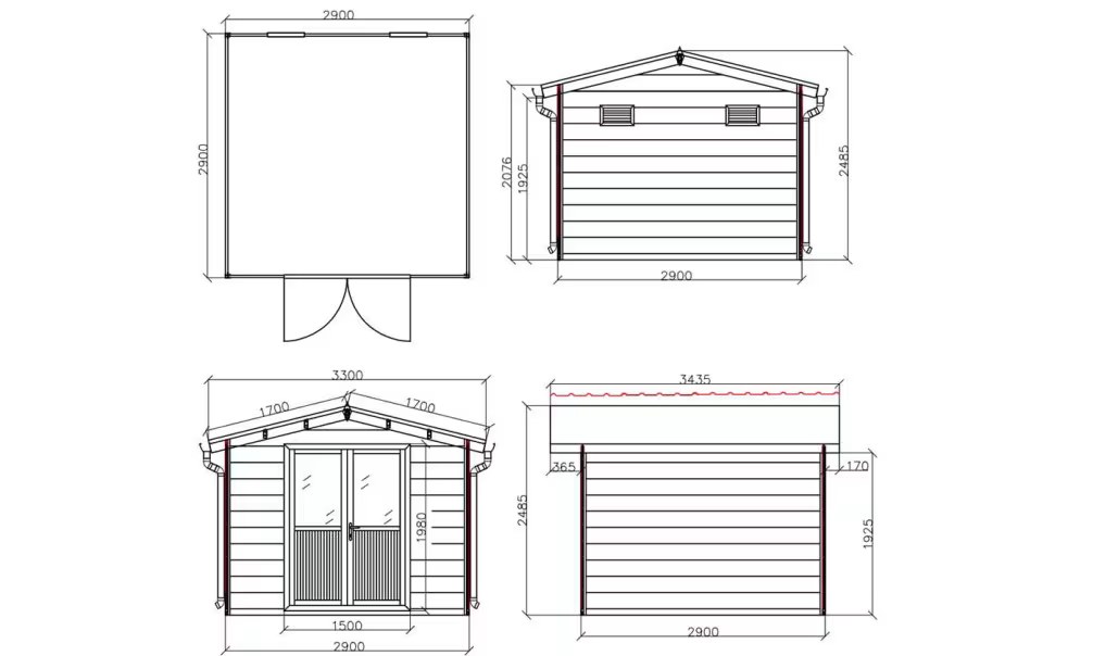 Verbundwerkstoff-Gartenhaus Vassieux, Satteldach, 2.9×2.9m, 8,41m² – Bild 2