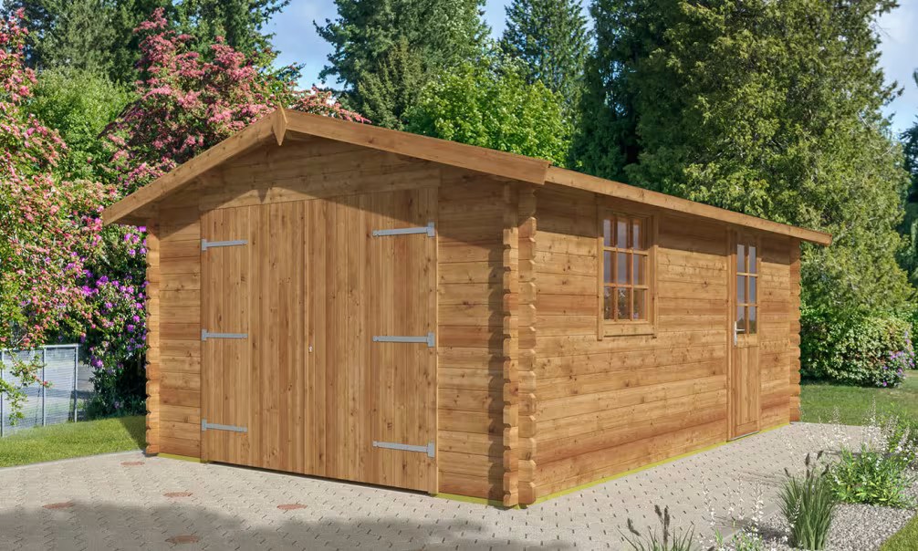 Garage CHAMBERY 44mm – kesseldruckimprägniert CL3 – 18,9m² Innenraum