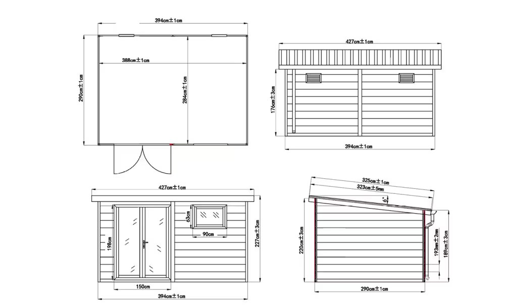 Verbundwerkstoff-Gartenhaus Valence, Pultdach, 4x3m, 12m² – Bild 3