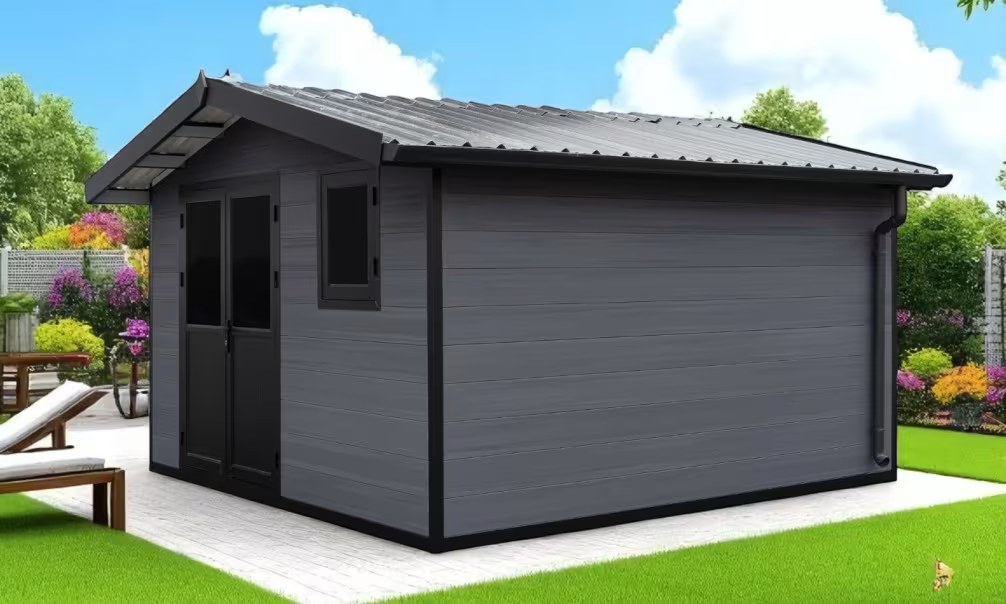 Verbundwerkstoff-Gartenhaus Volos, Satteldach, 3.7×3.7m, 13,68m² – Bild 5