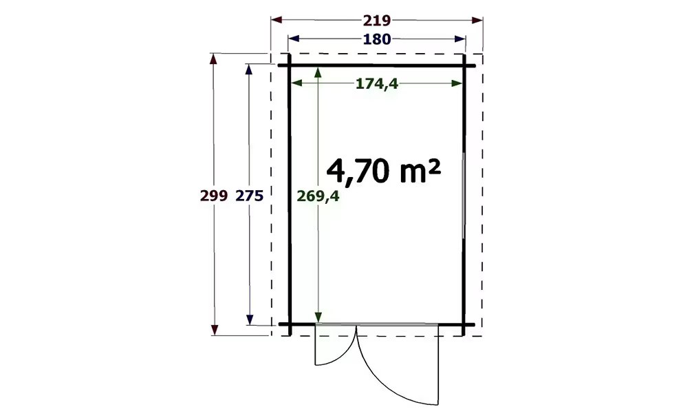 Gartenhaus ST NAZAIRE 28mm – 4,7m² Innenraum – Bild 2