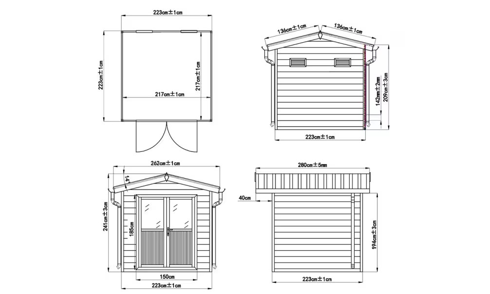 Verbundwerkstoff-Gartenhaus Léoncel, Satteldach, 2.23×2.23m, 4,97m² – Bild 6