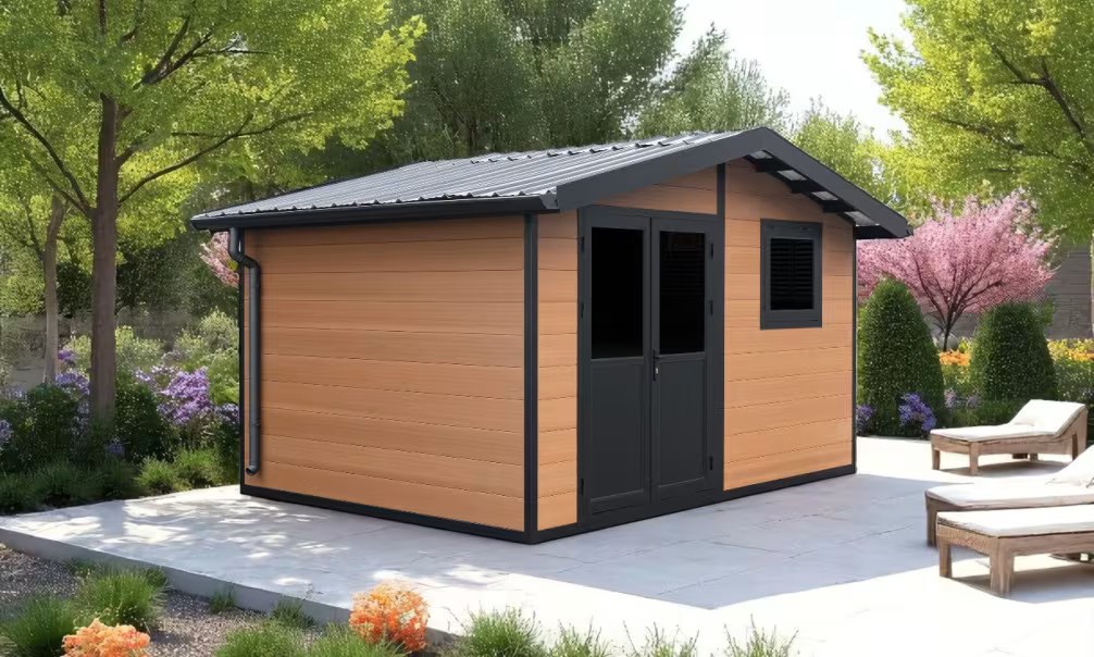 Verbundwerkstoff-Gartenhaus Metz, Satteldach, 3.94×2.9m, 11,43m² – Bild 2