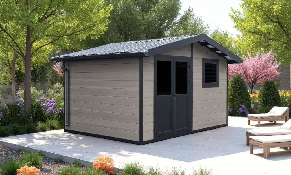 Verbundwerkstoff-Gartenhaus Montreuil, Satteldach, 3.94×2.9m, 11,43m² – Bild 3