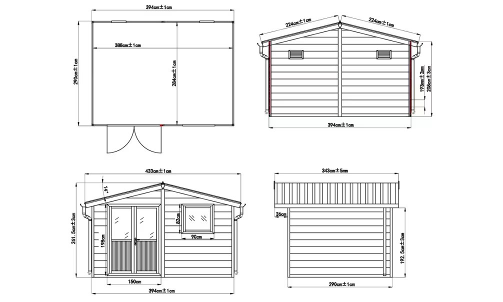 Verbundwerkstoff-Gartenhaus Montreuil, Satteldach, 3.94×2.9m, 11,43m² – Bild 4