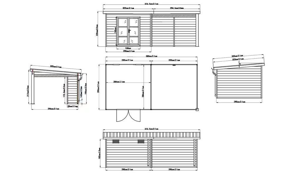 Komposit-Gartenhaus Rencurel mit Anbau rechts – Mausgrau – 5.83×2.90m, 16.91m2 – Bild 3