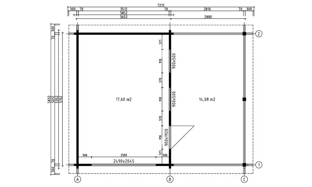 Garage Flachdach mit Vordach DRÔME 70mm – 17,6m2 Innenraum + Vordach – Bild 2