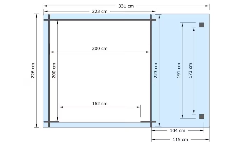 Gartenhäuschen kesseldruckimprägniert MEUSE 5 mit Anbau Stärke 28mm 309 cm – Bild 2