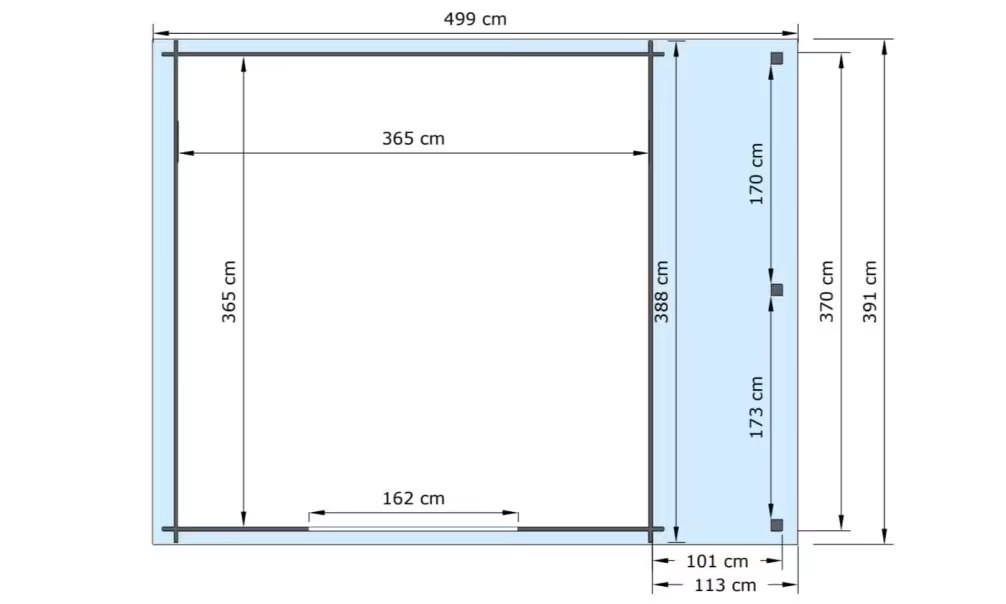 Gartenhaus kesseldruckimprägniert MOSELLE 15 mit Anbau Stärke 28mm 471×370 cm – Bild 2