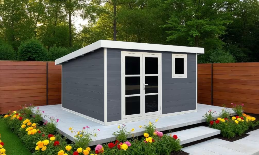 Verbundwerkstoff-Gartenhaus Toscane, Pultdach, 3.7×3.7m, 13,69m²